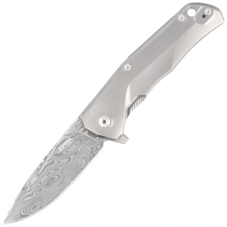 Nóż składany LionSteel T.R.E. Gray Titanium, Thor Damasteel Damascus by Molletta (TRE DT GY)