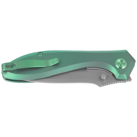 Kubey Ruckus Knife Green Titanium, Beadblasted CPM 20CV by Sherif Manganas (KB314S)