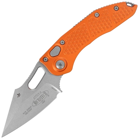 Microtech Stitch-A S/E Automatic Knife Orange Aluminum, Stonewashed M390MK by Borka Blades and Tony Marfione (169-10OR)