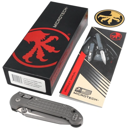 Microtech LUDT Ram-Lok T/E Knife Natural Clear Frag Aluminium, Apocalyptic M390MK by Tony Marfione (1136RL-10APFRNC)