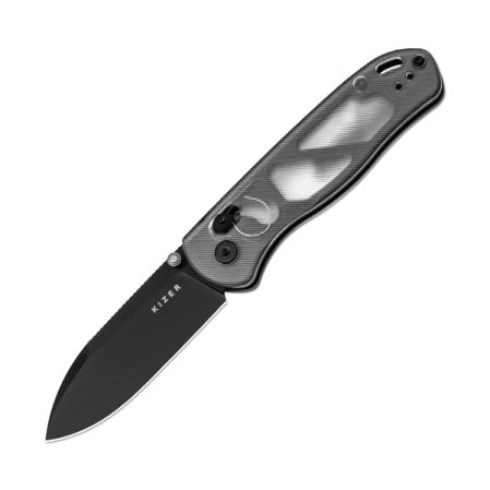 Kizer Drop Bear Knife Translucent Acrylic, Black PVD Nitro-V by Azo (V3619A9)