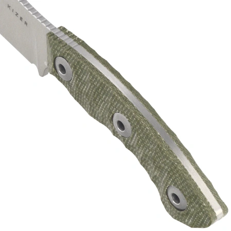 Kizer Rook Knife Green Micarta, Satin AEB-L by Vincent Rizzo (1090A4)