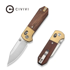 Nóż składany Civivi Yonder Clip Point Brass Bolsters/Guibourtia Wood, Satin 14C28N by Zac Whitmore (C25026-1)