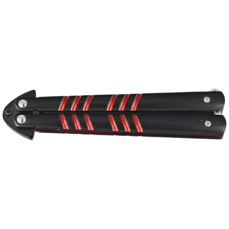 Third Decor Habitat Balisong Black/Red Stainless Steel, Black 420 Butterfly Knife (16070R)