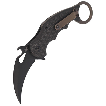 FOX Folding Knife Titanium Frame Lock / Carbon Fiber, Cerakote Black Elmax (FX-599TiC)