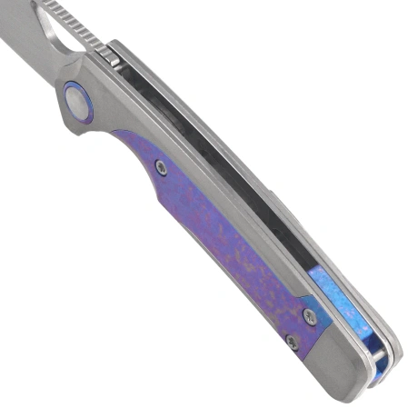 Kizer Ara Knife Silver / Purple Snowflake Titanium, Hand Brushed S45VN Jonathan Styles & Paul Munko (Ki3729A3)