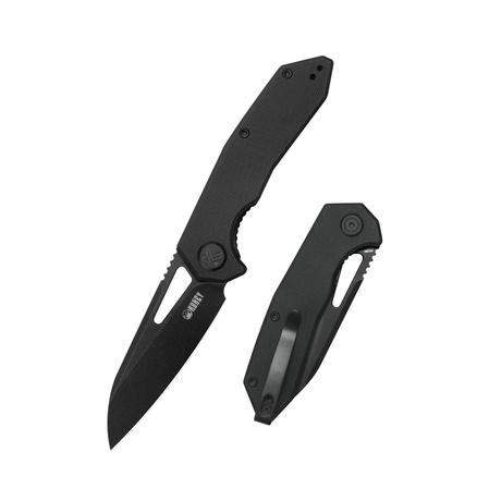Kubey Vagrant Knife Black G10, Blackwashed 14C28N by Maksim Tkachuk (KU291-1F)