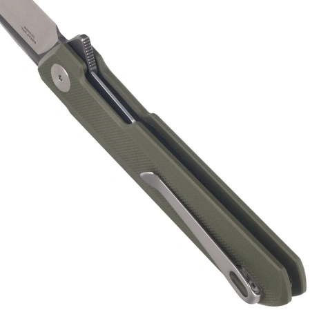 Bestechman Dundee Knife OD Green G10, Grey PVD / Satin D2 by Ostap Hel (BMK01E)