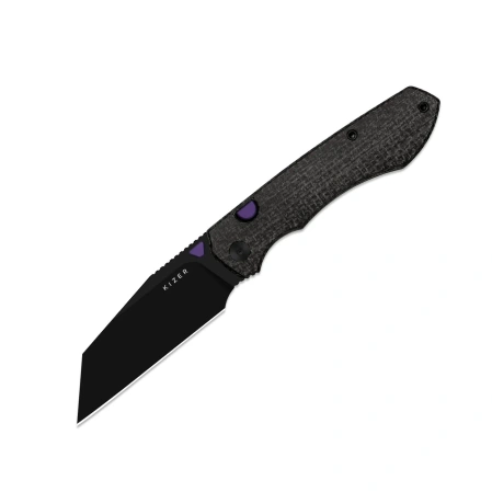 Kizer Wharning Knife Black Micarta, Black PVD N690 by Johan Jordaan (Ki3738A2)