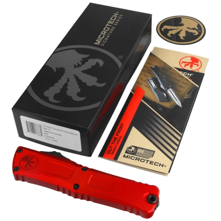 Microtech Combat Troodon Gen III Interceptor Signature OTF Knife Red Aluminum, Black M390MK by Tony Marfione (1217-1RDS)