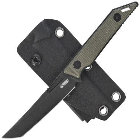 Kubey Goliath Knife Green Micarta, Blackwashed 14C28N by Jake Hoback (KU430F)