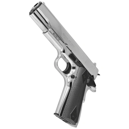 Zestaw pistolet wiatrówka Voltran Ekol ES 1911 Shiny 4.5 mm - Blow Back, 1500 BBs, 10 kapsuł, tarcze