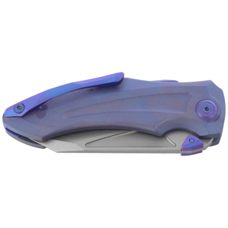 Kubey Sumo Knife Blue Titanium, Stonewashed CPM 20CV by Jake Hoback (KB400C)