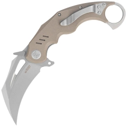 Kubey Wrath Knife Tan G10, Beadblasted 14C28N by MUZI Design (KU261C)