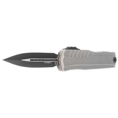 Microtech Cypher II D/E Natural Clear Aluminum Knife, Black M390MK by Deryk Munroe and Tony Marfione (1242-1NC)