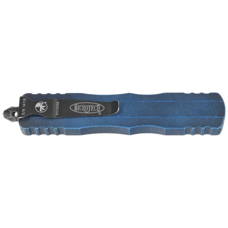 Microtech Dirac Delta D/E OTF Knife Weathered Blue Aluminum, Weathered Blue M390 by Tony Marfione (227-1WBL)