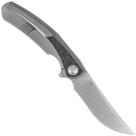 Nóż składany Bestech Sambac Grey Titanium / Marbled Carbon Fiber, Stonewashed / Satin MagnaCut by Ostap Hel (BT2402C)