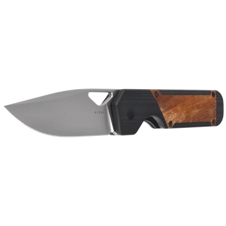 Kizer Militaw Knife Black G10 / Mkuruti Wood, Satin 154CM by Jonathan Styles (V3634C2)