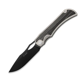 Kizer Allure Knife Silver Titanium / Black Norplex UltreX Micarta, Black Stonewashed S45VN by Johan Jordaan (Ki4763LDA2)