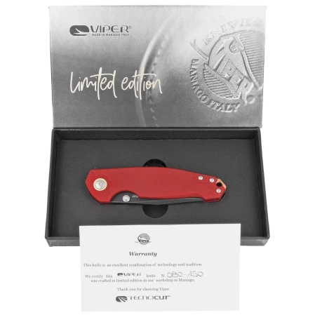 Viper Katla LE No 080/150 Red G10, Dark Stonewashed M390 by Jesper Voxnæs/Jens Ansø Knife (V5984GR3D)