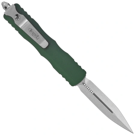 Microtech Dirac D/E OTF Knife Emerald Green Aluminum, Stonewashed by Tony Marfione (225-10EG)