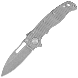 Demko AD20.5 Slicer Shark Knife Milled Titanium, Stonewashed CPM 3V by Andrew Demko (AD20.5-3V-Milled TI-SS)