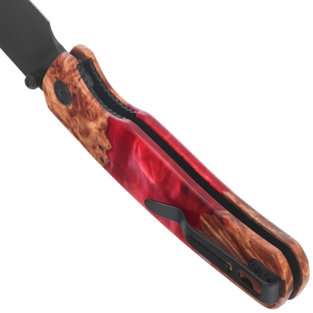 Nóż składany Bestechman Cicada's Wing-TL Red Resin / Wood, Black PVD 10Cr15CoMoV (BMK24-W-1)