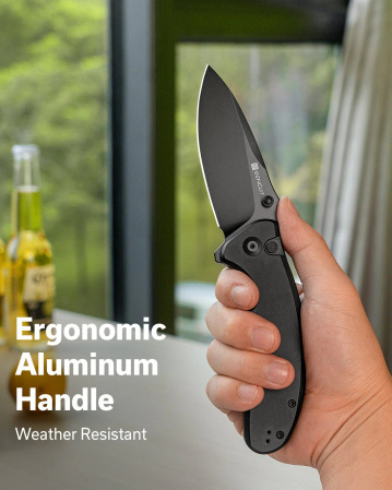 Nóż składany Sencut Cybrix Black Aluminium, Black 9Cr18MoV (S23098A-1)