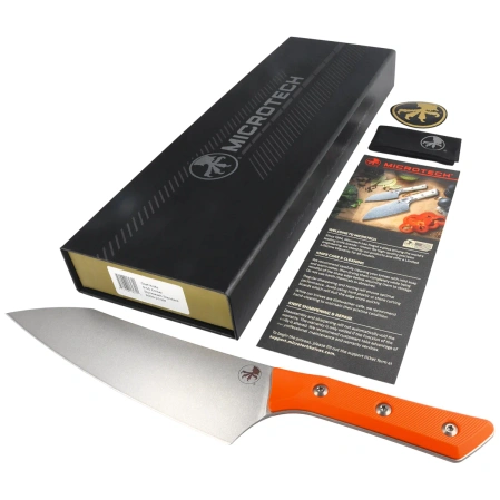 Microtech Chef 8'' Kitchen Knife Ember G10, Stonewashed M390MK (3000-10EM)
