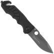 K25 Folding Knife – Black Aluminum/Rubber Handle, Titanium-Coated 7Cr17MoV (19625)