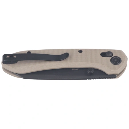 Kubey Bonza Knife Tan G10, Blackwashed 14C28N by Happy As Larry (KU446F)