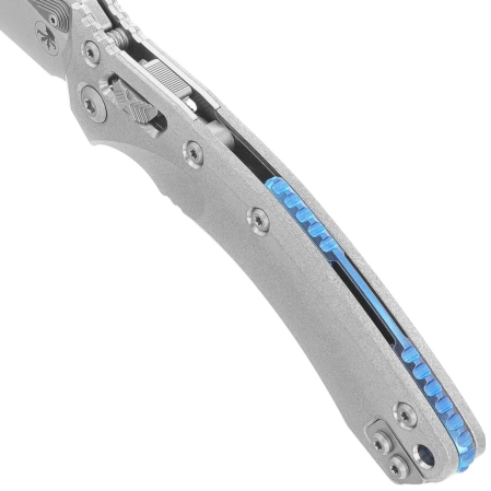 Microtech Amphibian Ram-Lok S/E Marfione Select Knife Stonewashed Slab Side Titanium, Blue HW, Stonewashed M390MK by Tony Marfione (137RL-10MS2)