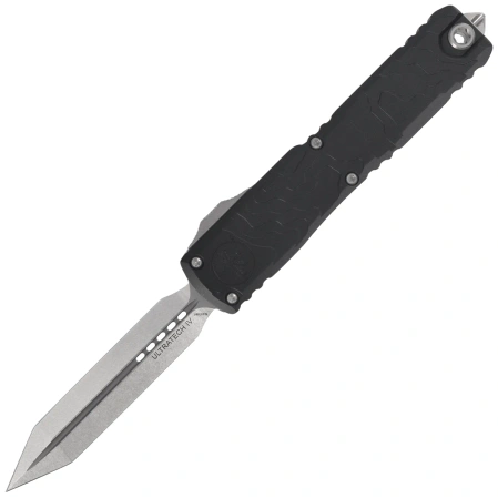 Nóż automatyczny OTF Microtech Ultratech Gen IV Spartan Black Topographic Deep Engraved Aluminium, Stonewashed M390MK by Tony Marfione (12234TP-10)