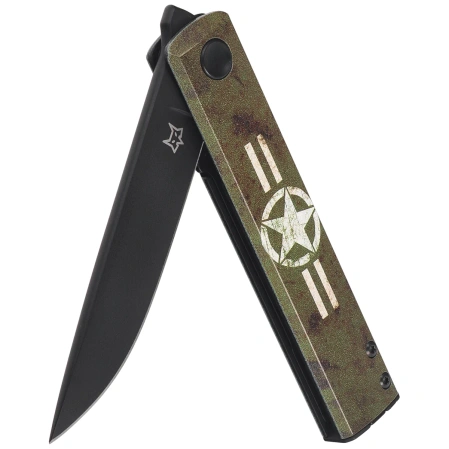 Nóż składany Fox Chnops UV Green Aluminium/UV Printing, Black Becut by Raven Knives Design (FX-543 M1)