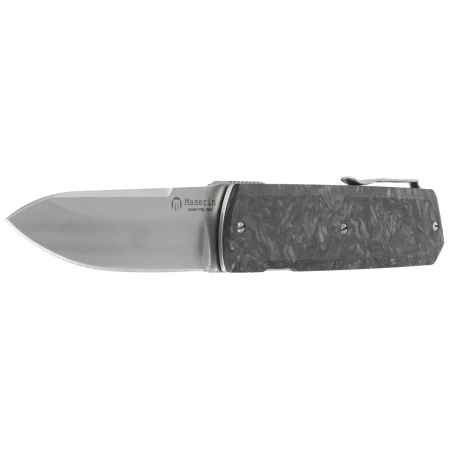 Maserin Silver 410/N Knife Black Fat Carbon, Satin Elmax by Bruno Bruna