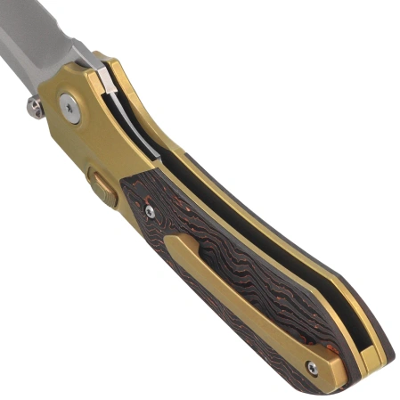 Nóż składany Remette Meteor Gold Titanium/Carbon Fiber, Pearlescent M390 (RTPT-DL)