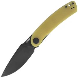 Kubey Momentum Knife Translucent Yellow G10, Blackwashed D2 by Sherif Manganas (KU344O)