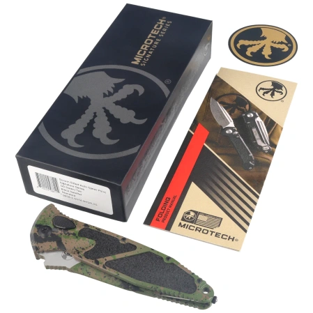 Microtech Socom Elite Auto S/E Signature Automatic Knife Tan-Black-OD Green Splatter Aluminium, Tan-Black-OD Green Splatter M390MK by Tony Marfione (160A-1ODTABKSPLSS)