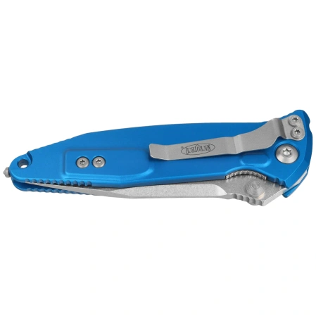 Microtech Socom Elite S/E-M Knife Blue Aluminum, Stonewashed M390 by Tony Marfione (160-10BL)