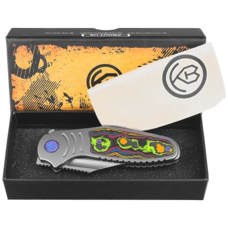 Kubey KB Knives Stroller Gray Titanium/Camo Carbon Fiber, Stonewashed CPM 20CV by Utilizator (KB384A)