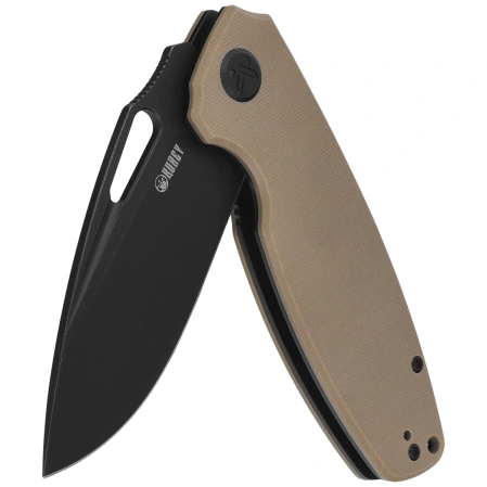 Kubey Tityus Knife Tan G10, Blackwashed 14C28N (KU322U)