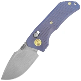 Kubey KB Knives Jarpen Frag Pattern Blue Titanium, Hand Rubbed Satin CPM S90V by Kot Knives (KB415E)