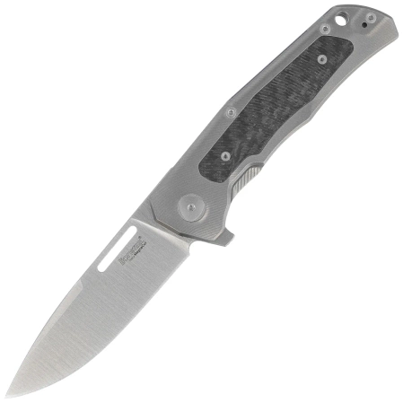 LionSteel Q4ttro Knife Gray Titanium/ Fat Carbon, Satin MagnaCut by Molletta (Q4 GY)