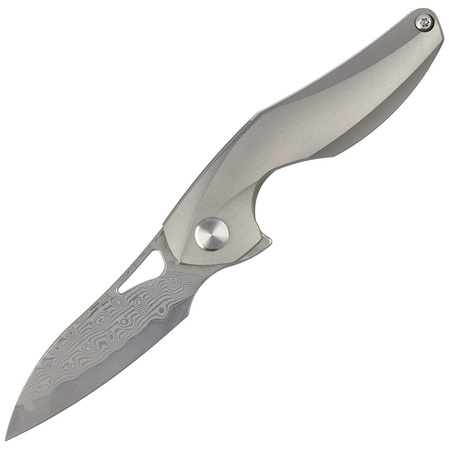 Bestech The Reticulan Neck Knife Grey Titanium, Damascus by Elijah Isham (BT1810G)