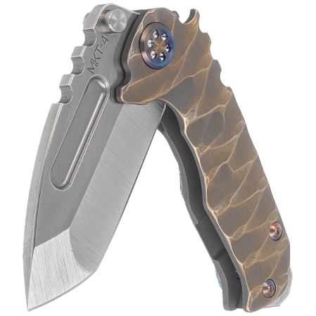 Medford Micro Praetorian T Tanto, Bronze ''Predator'' Titanium, Flm HW, Brsh/Flm Clip, Tumbled S45VN by Greg Medford (MK0084TT-36A1-TFCF-BN)