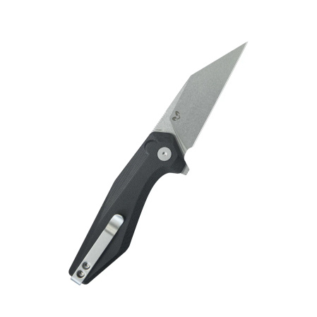Kubey Fenrir Knife Black G10, Stonewashed 14C28N by Damned Designs (KU393A)