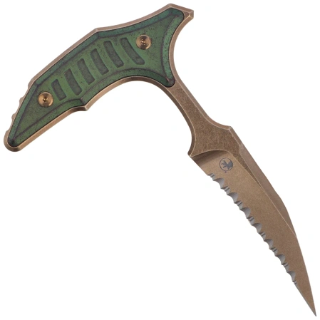 Microtech Bee Marfione Select Knife Antique Green Titanium, Bronze Titanium HW, Bronzed Stonewashed F/S 440C by Bastinelli (218-15MS1)
