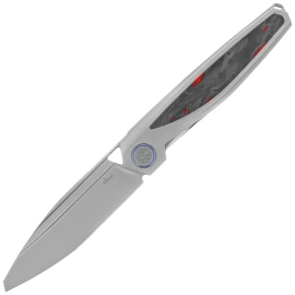 Nóż składany Rike Knife RK-Baidi-T-P/RCF Gray Titanium / Red Carbon Fiber, Bead Blasted M390