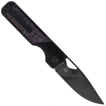 Kizer Militaw Knife Black Titanium / Purple Haze Fat Carbon, Black DLC S45VN by Jonathan Styles (Ki3634A2)