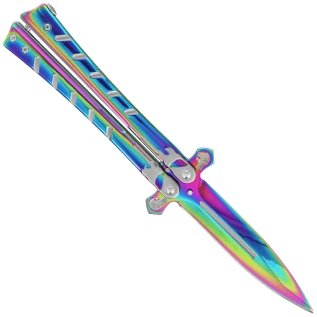 Nóż składany motylek Martinez Albainox Balisong Skull Rainbow Titanium Steel, Rainbow Titanium 3Cr13Mov (02223)